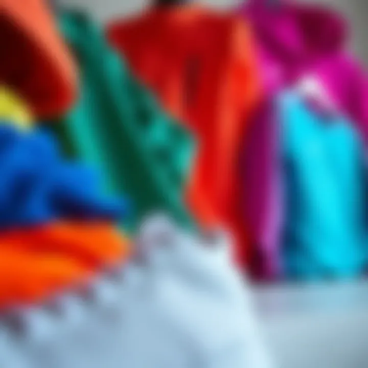 Different materials used in sportswear displayed in a vibrant array