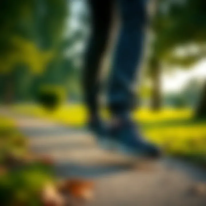 User enjoying a walk wearing Hummel walking shoes in a park