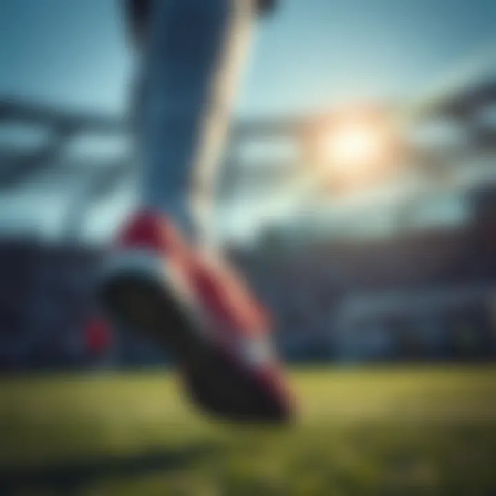 A player demonstrating the importance of wearing proper footwear during a game