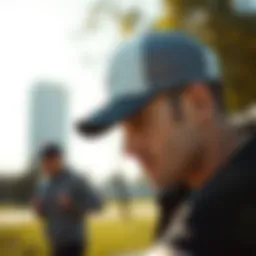 Stylish sports hat worn during an outdoor workout