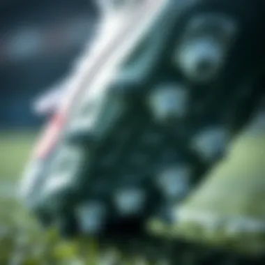 Intricate Design of a Soccer Cleat Sole Close-up view of a soccer cleat sole showcasing its intricate design