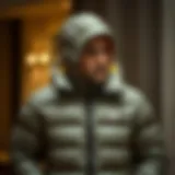 Luxurious down jacket showcasing elegance and comfort