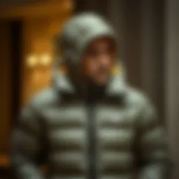 Luxurious down jacket showcasing elegance and comfort