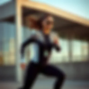 Stylish activewear on a model in motion