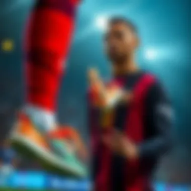 Kylian Mbappé showcasing his footwear during a match