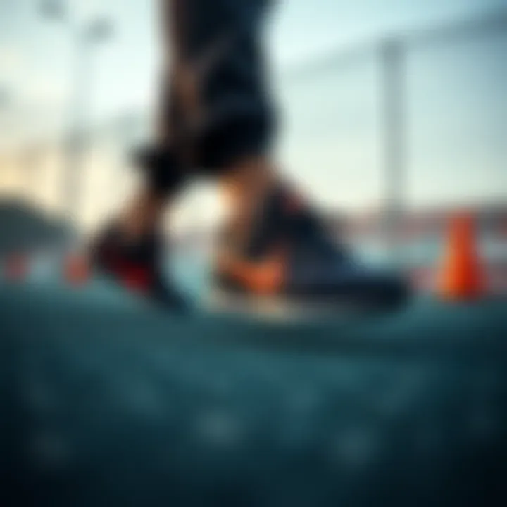 Dynamic action shot of someone wearing Nike footwear