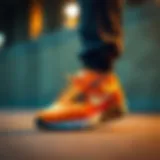 Vibrant orange sneaker design showcasing unique styling