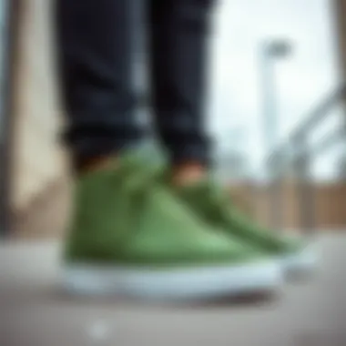 Nike Blazer Mid 77 green paired with casual outfits in a stylish setting