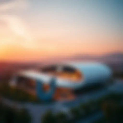 Aerial view of Nike campus showcasing modern architecture