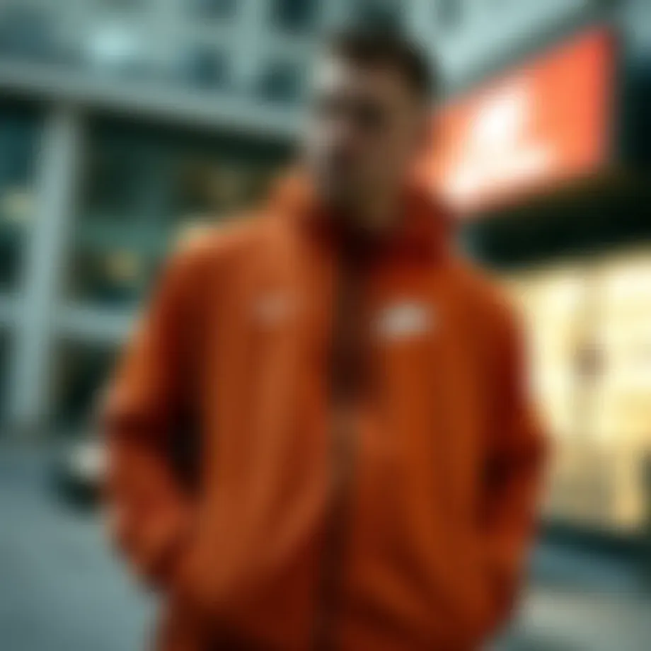 Stylish Nike nylon tracksuit showcased in an urban setting