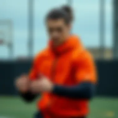 Athletic Performance in Nike Nylon Tracksuit Athlete wearing Nike nylon tracksuit during a workout session
