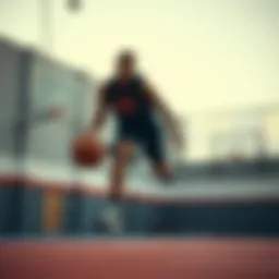 Dynamic action shot of a basketball player utilizing a Nike ball on the court