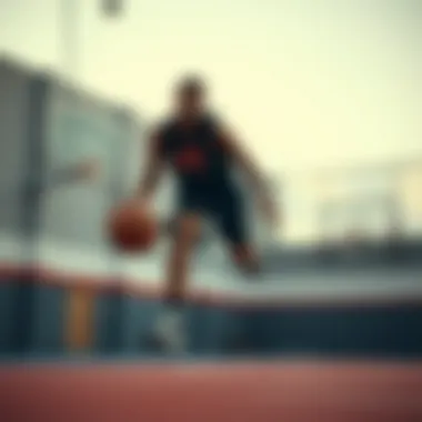 Dynamic action shot of a basketball player utilizing a Nike ball on the court