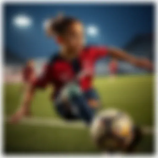 Dynamic child athlete showcasing Nike shin guards during a game