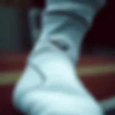 Close-up of Nike sock material highlighting quality