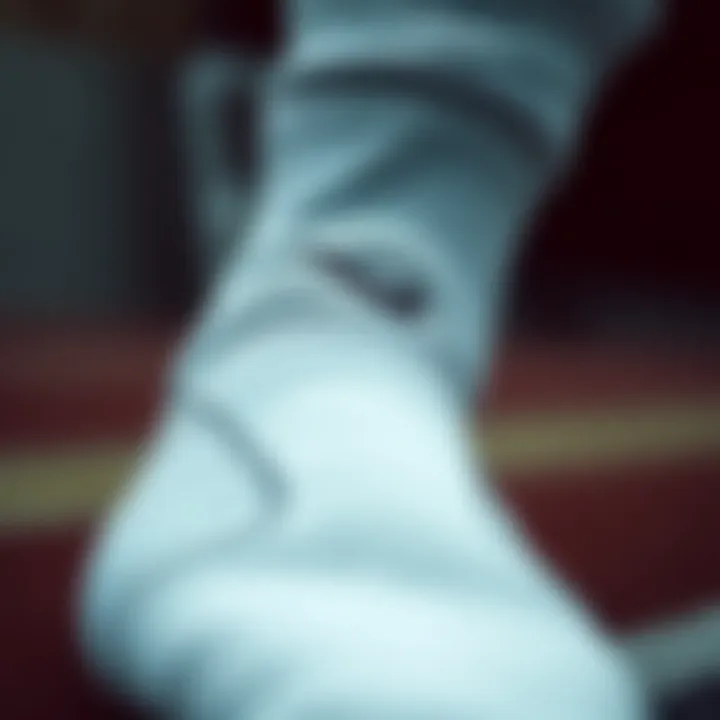 Close-up of Nike sock material highlighting quality