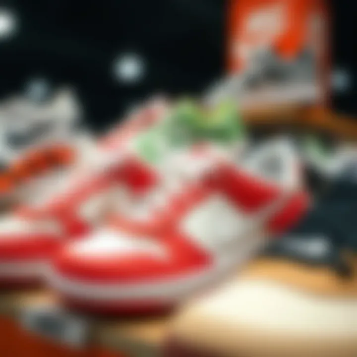 A variety of Nike sports shoe models displayed together