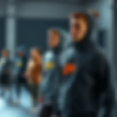 Functional Performance of the Nike Sportswear Club Hoodie Group of athletes wearing the Nike Sportswear Club Hoodie during a workout session, showcasing functionality and performance