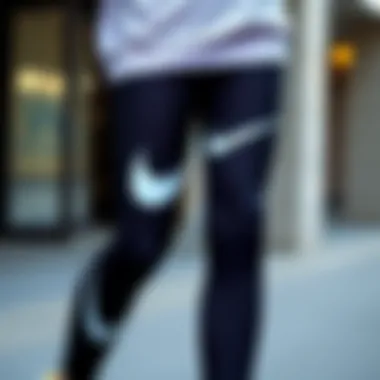 Elegant display of Nike Swoosh leggings showcasing their unique design