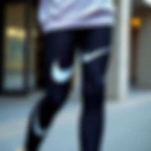 Elegant display of Nike Swoosh leggings showcasing their unique design