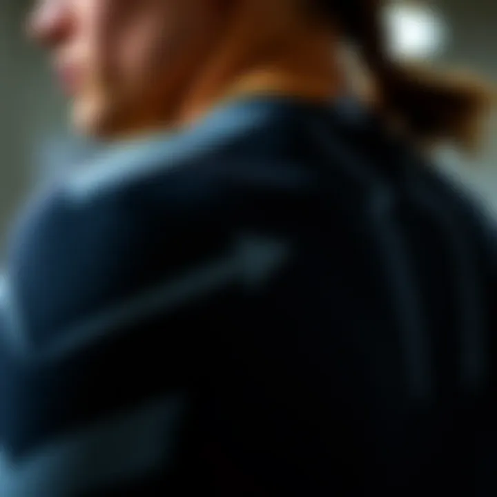 Close-up of shoulder enhancement techniques in sportswear
