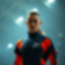 Dynamic athletic outfit showcasing widened shoulder design