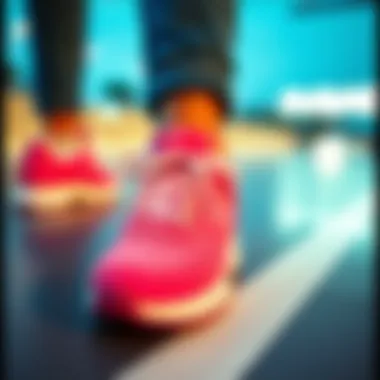 Close-up of pink blazer shoes showcasing their design and comfort