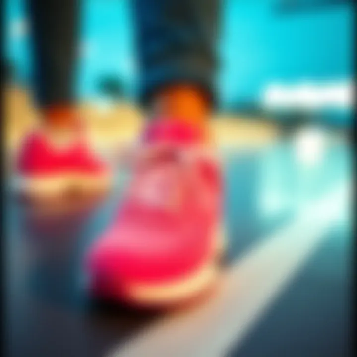 Close-up of pink blazer shoes showcasing their design and comfort