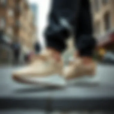 Puma beige shoes showcased in an urban environment