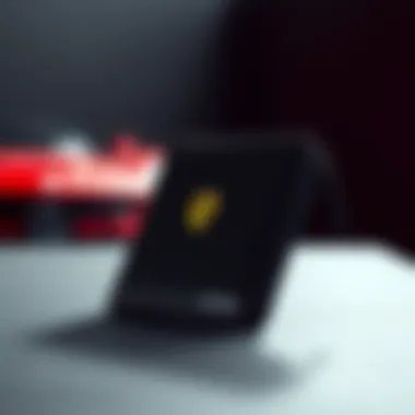 Close-up of ergonomic design of Puma Ferrari wallet