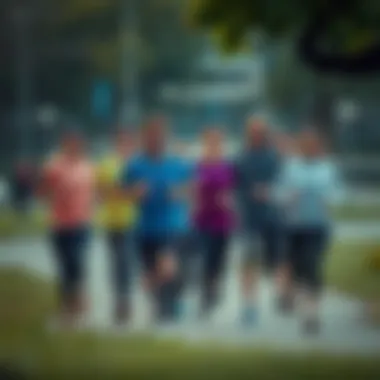 Community Jogging for Wellness Group of individuals jogging together