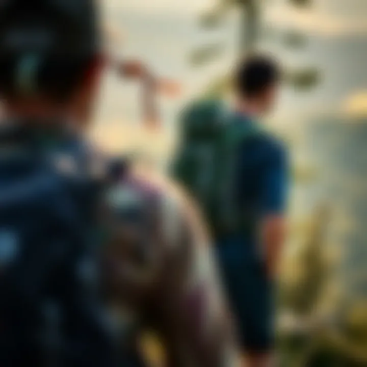 User carrying the backpack during a hiking adventure