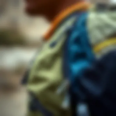 Close-up of the backpack's material and stitching