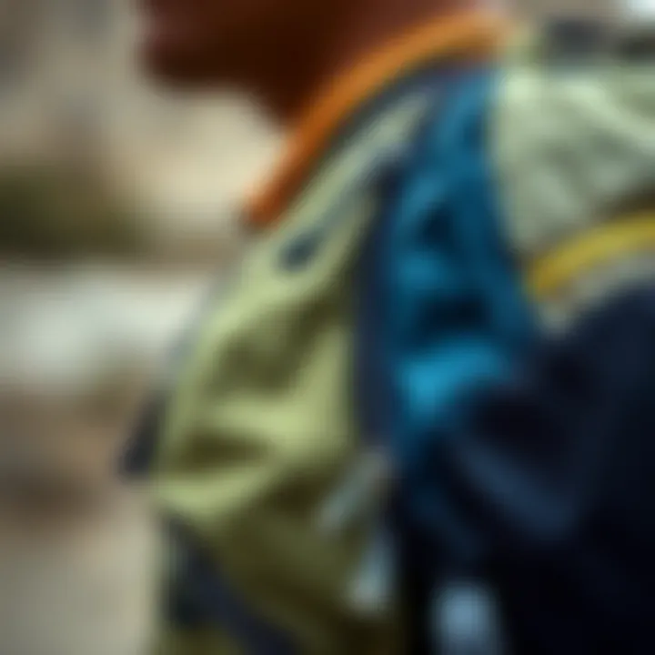 Close-up of the backpack's material and stitching