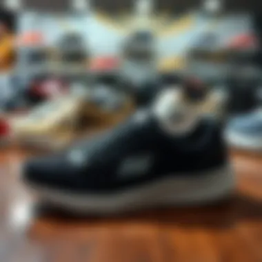 Different models of Skechers shoes displayed elegantly