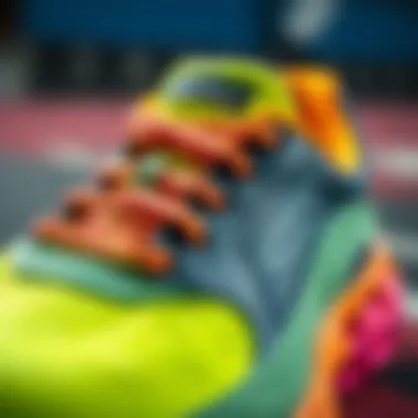 Close-up of Skechers Rainbow Racer's innovative materials