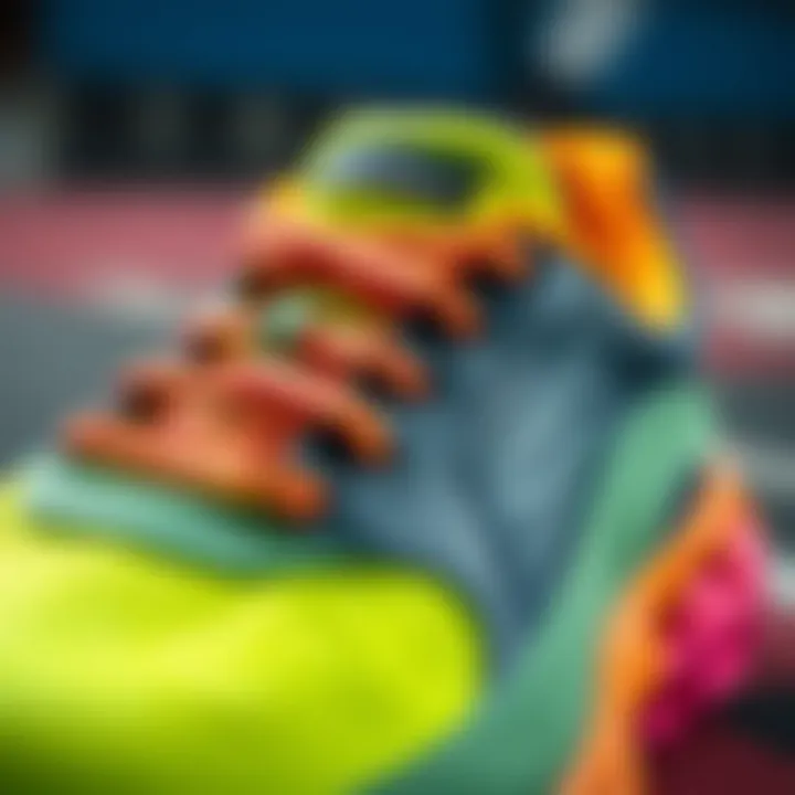 Close-up of Skechers Rainbow Racer's innovative materials