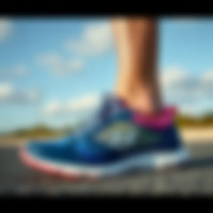 Performance features of Skechers Rainbow Racer displayed in action