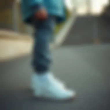 Fashionable outfit paired with white athletic shoes