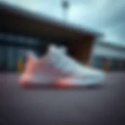 Modern white athletic footwear on a stylish background