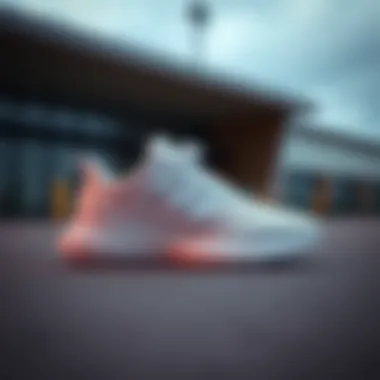 Modern white athletic footwear on a stylish background