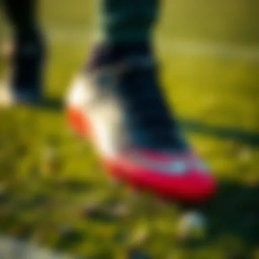 Close-up of a specialized sports cleat on grass