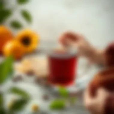 A healthy lifestyle concept with a cup of tea