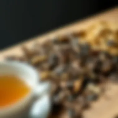 Different types of tea leaves displayed