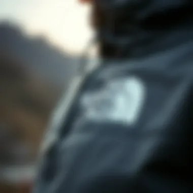 Close-up of The North Face jacket fabric and features