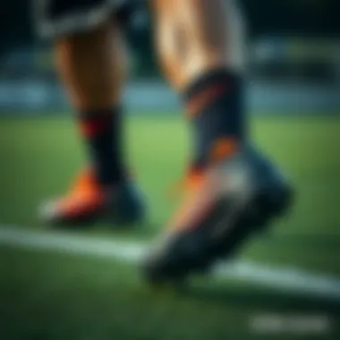 Athlete test driving the performance of Tonny Black football shoes on the field.