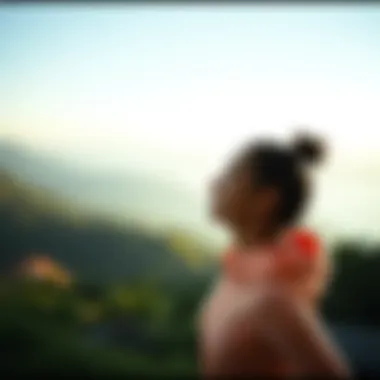 A tranquil scene depicting the benefits of deep breathing on mental clarity