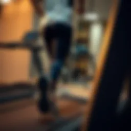 A person running on a treadmill demonstrating calorie burning