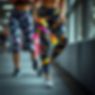 Trendy fitness leggings in various colors and patterns