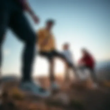 Outdoor Adventure with Friends in Vans Sneakers Group of friends enjoying outdoor activities while wearing Vans shoes.